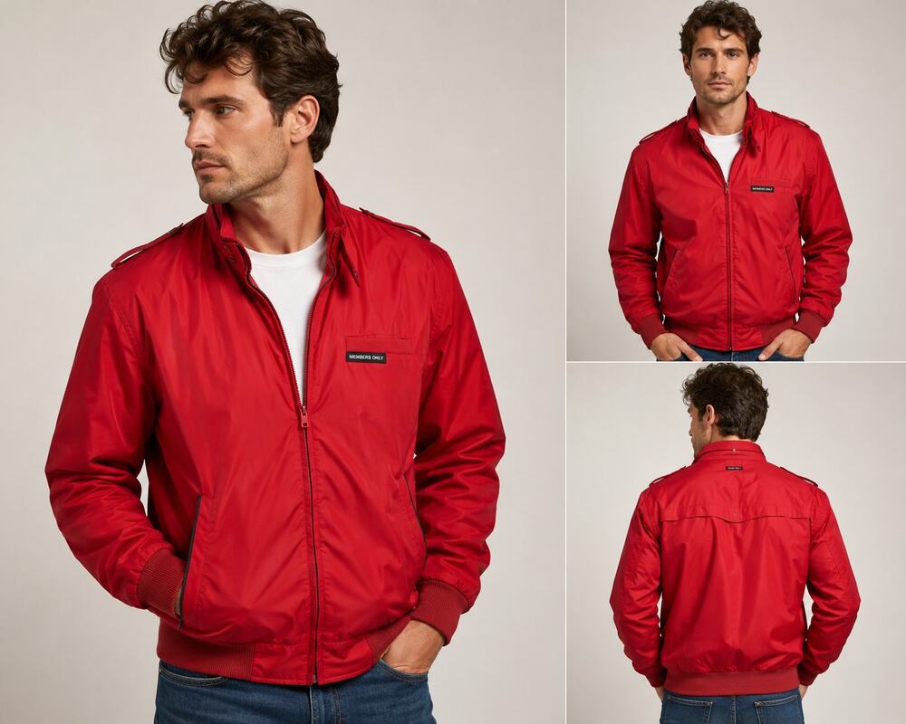 Vintage 80s Members Only Red Bomber Jacket Mens 46 XL Racing Cafe Racer